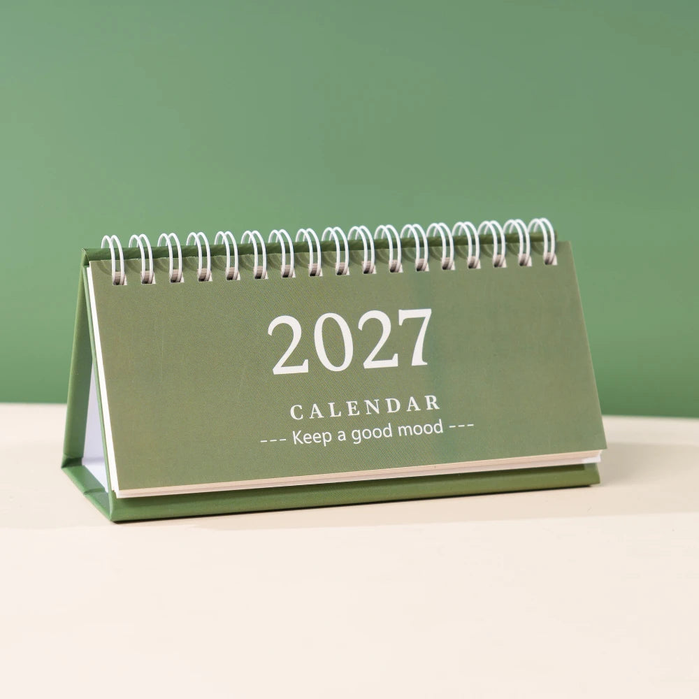 Mini Desktop Calendar — 18-Month Planner and Notepad, Compact Standing Design
