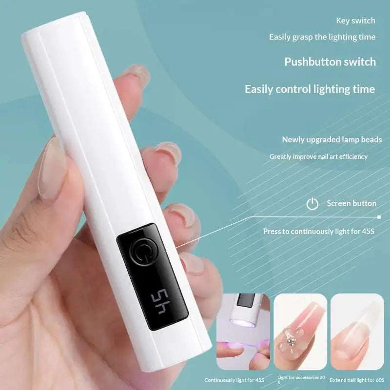 Portable UV LED Nail Lamp — Handheld Gel Curing Device for DIY Art
