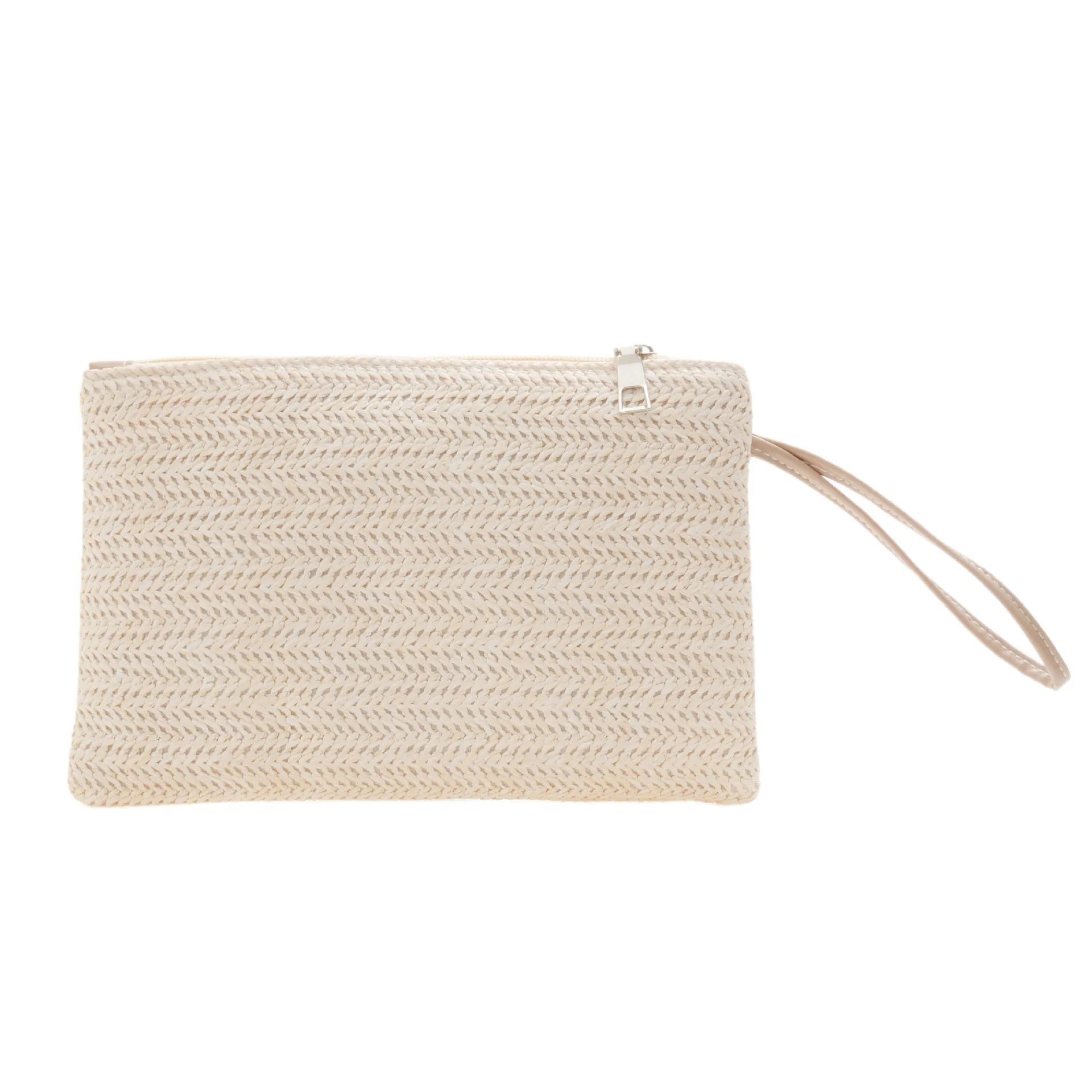 Woven Straw Wristlet Clutch — Bohemian Beach Wallet & Phone Pouch