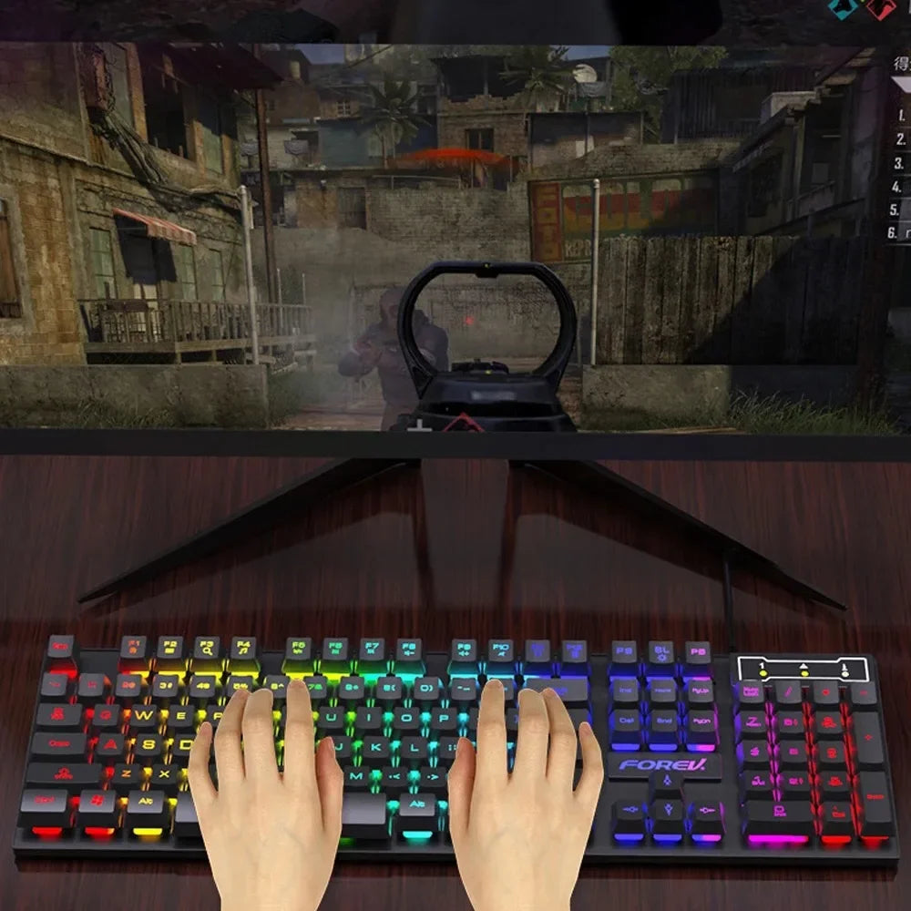 kebidumei Wired Keyboard and Mouse Combo — RGB Backlit Gaming Set