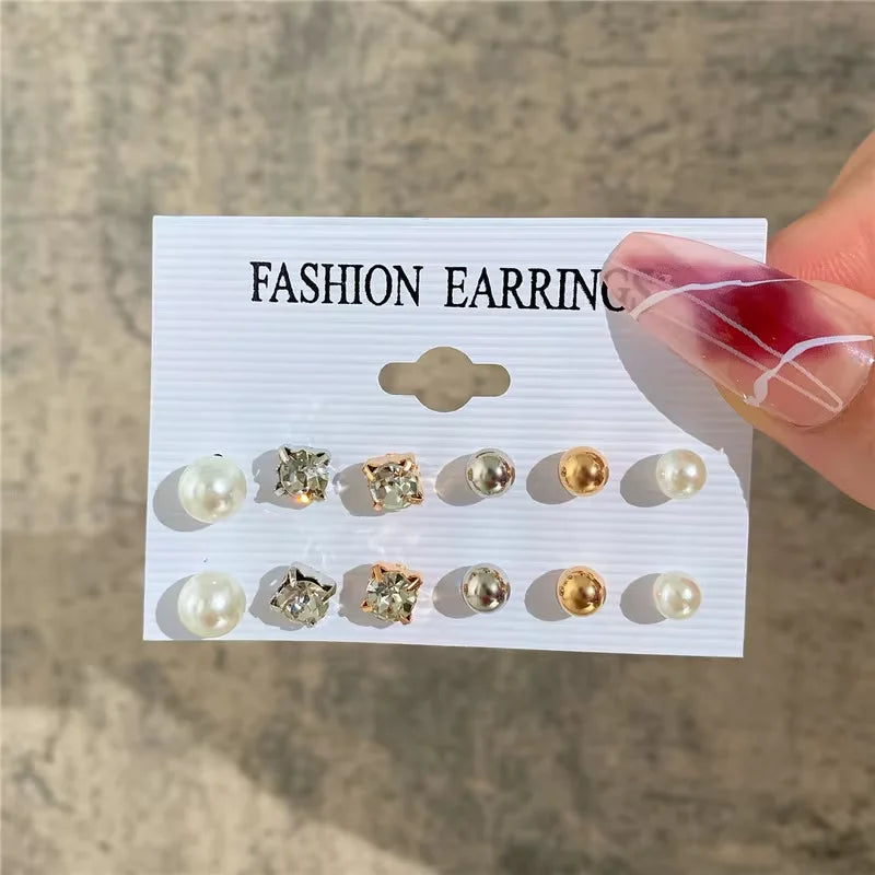 AY Geometric Hoop Earrings Set — Vintage Bohemian Pearl Drop Jewelry