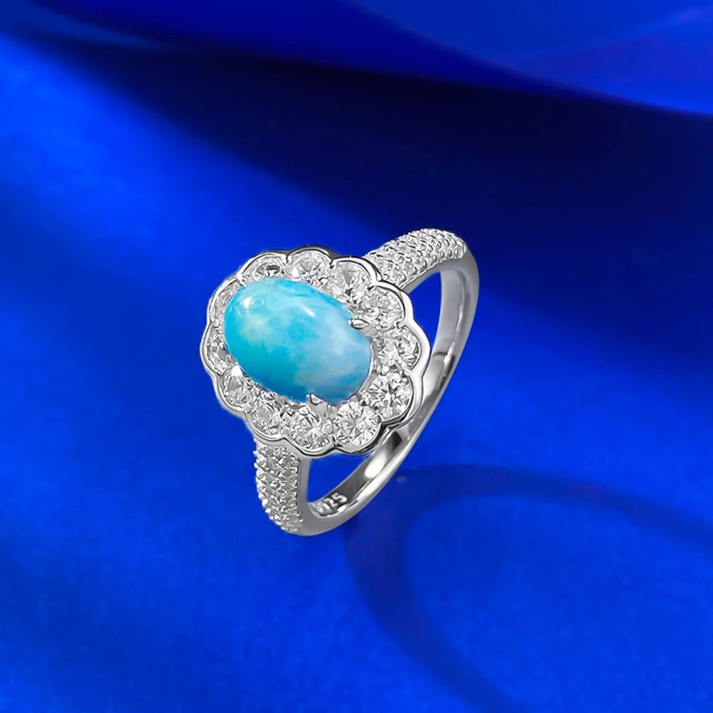 Wong Rain Larimar Gemstone Ring — Vintage 925 Sterling Silver Jewelry