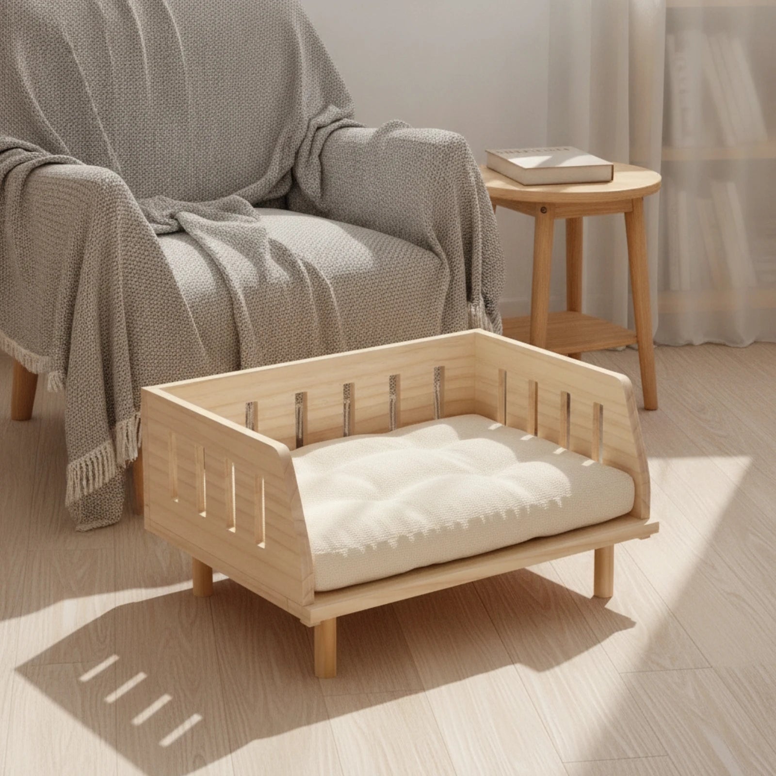 Wooden Raised Pet Bed — Sturdy Elevated Furniture for Small Dogs & Cats
