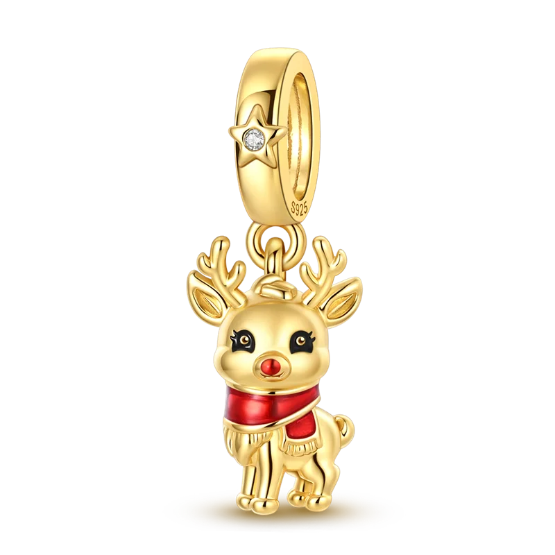 Charmhub Sparkling Zircon Elephant Charm — Gold Plated 925 Sterling Silver Bead