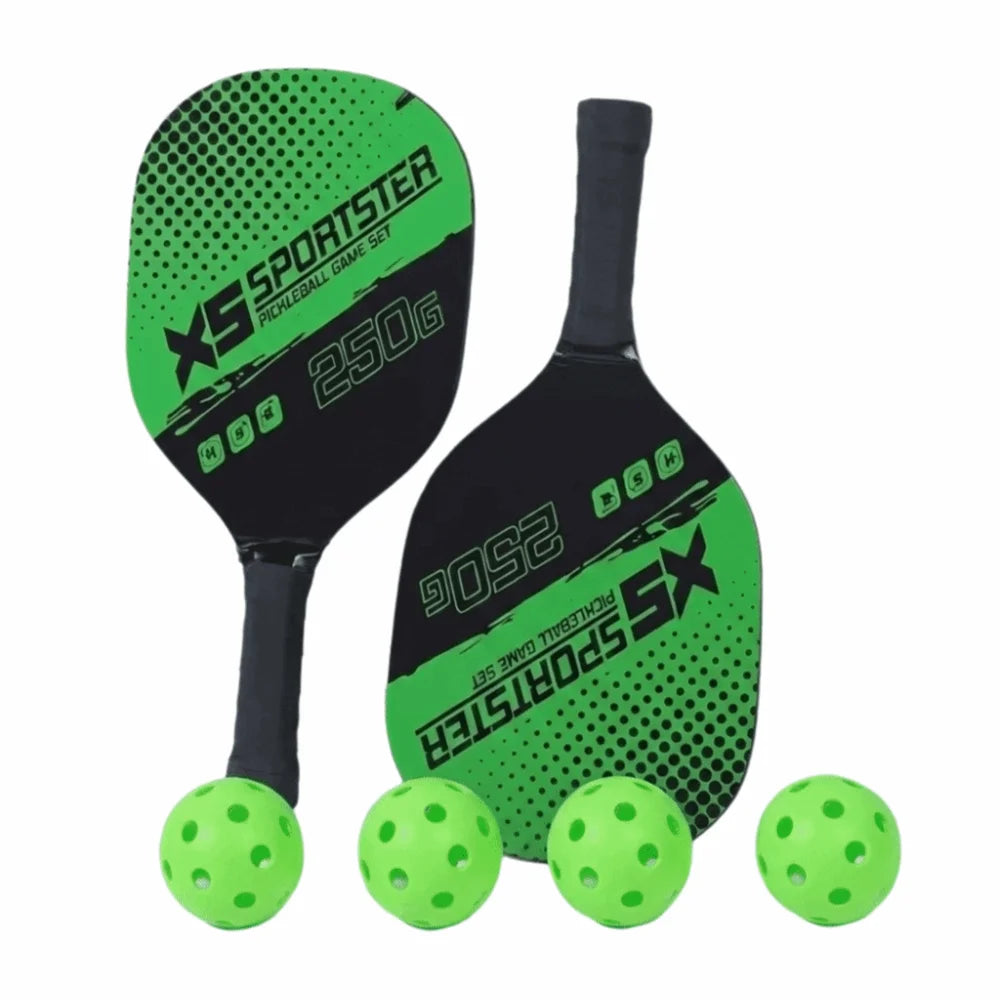 Wooden Pickleball Paddle Set — 2-Player Starter Kit with 4 Balls