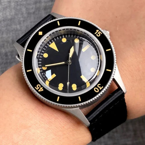Tandorio Automatic Mechanical Diving Watch — Luminous Sapphire Glass, Black Dial