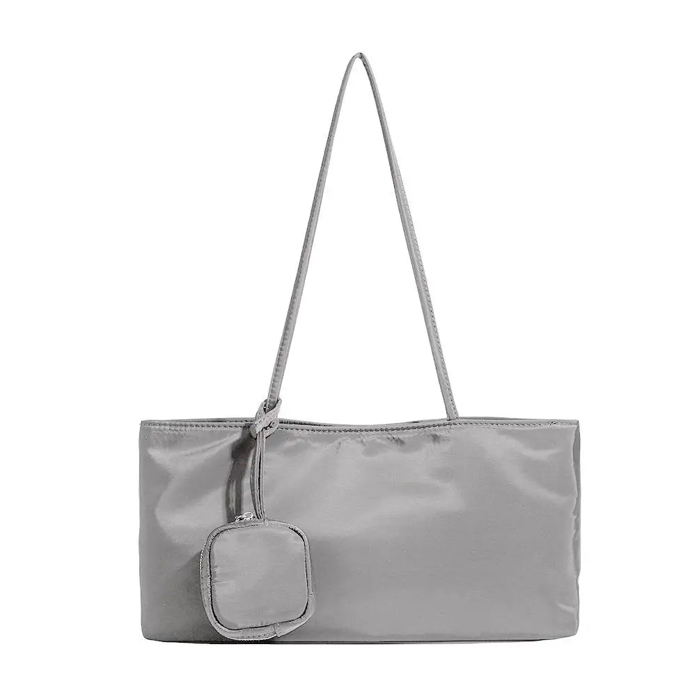Large Capacity Nylon Canvas Tote Bag — Lightweight Shoulder Bag with Pouch
