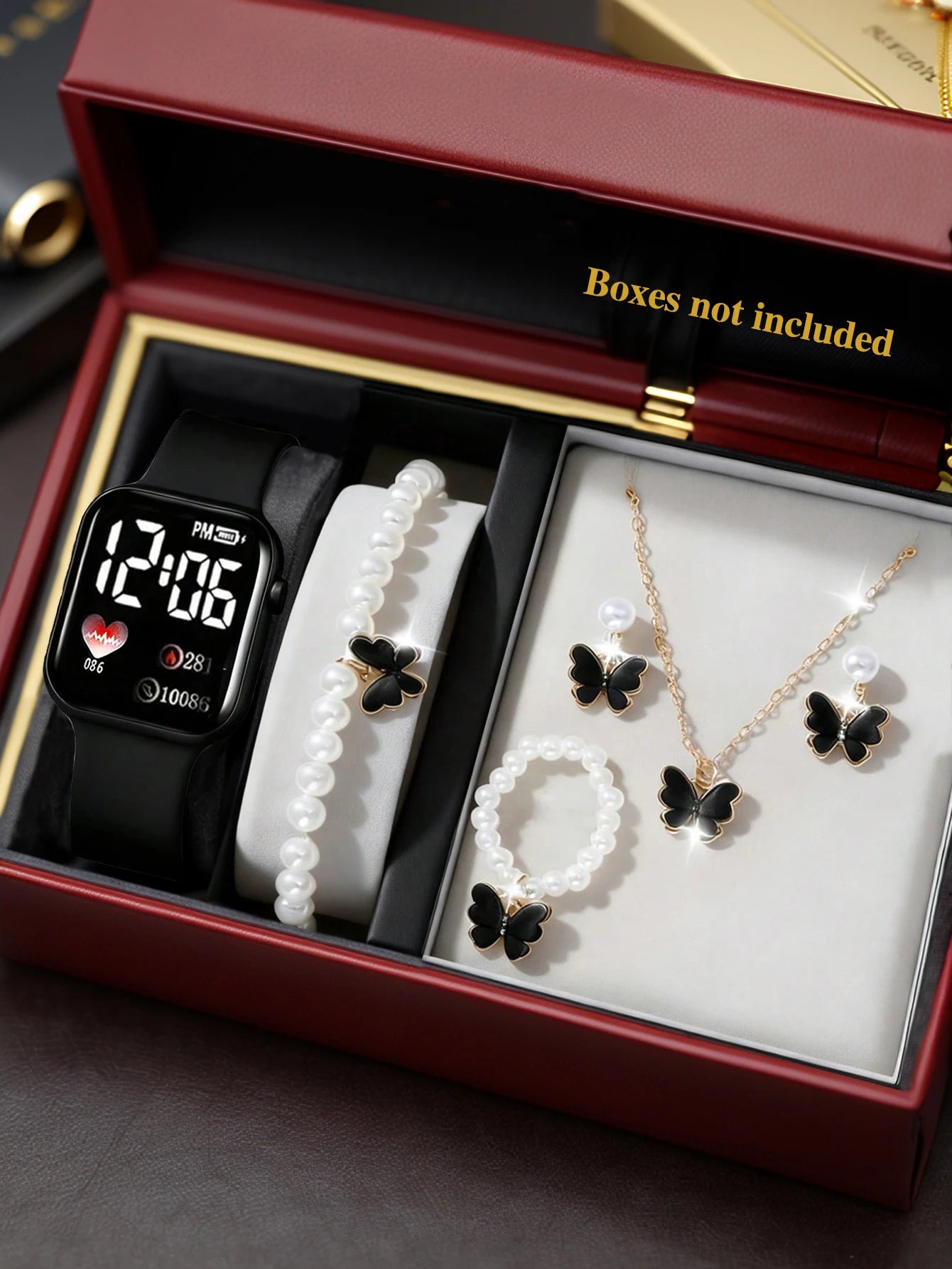 Digital Watch and Butterfly Accessory Set — Fashionable Gift Set