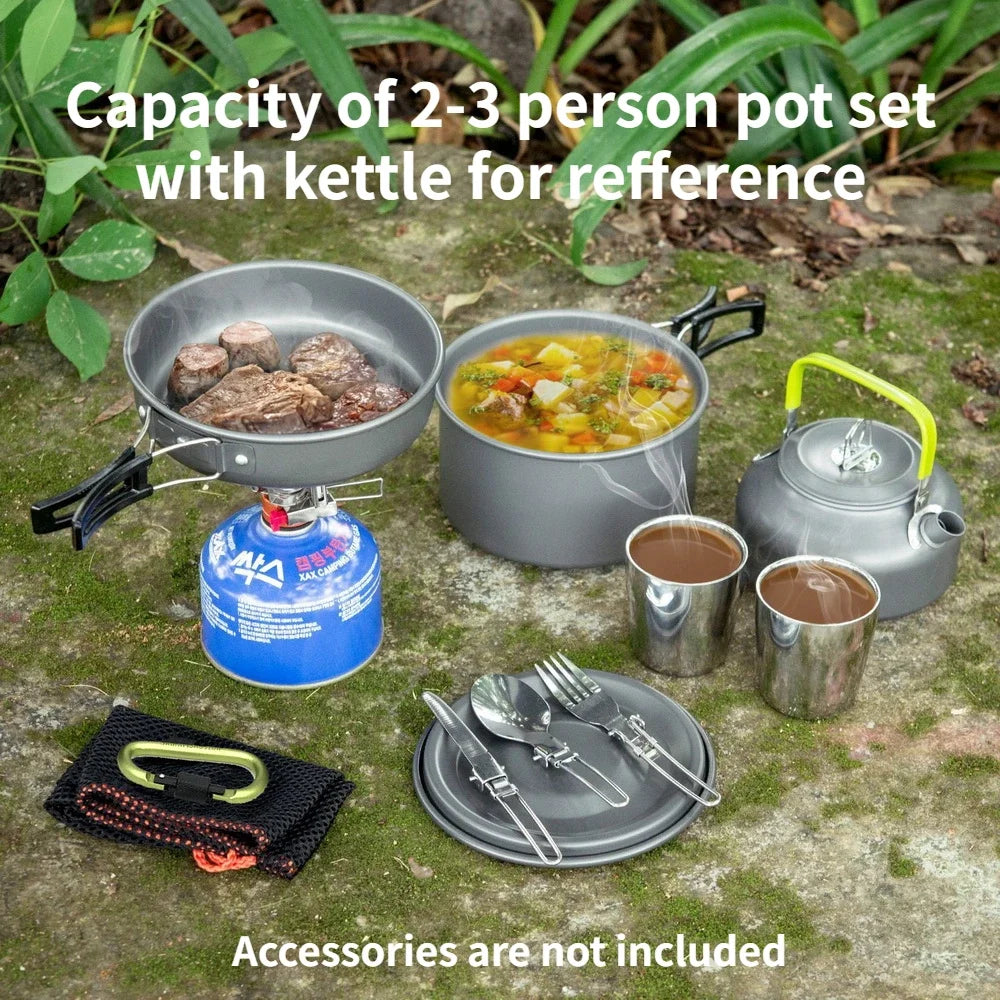 leaftour Camping Cookware Set — Lightweight Aluminum Pot and Pan Kit