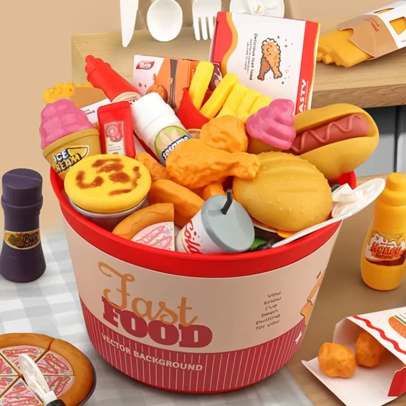 OUZEY Pretend Play Kitchen Set — Realistic Fast Food Simulation Toy