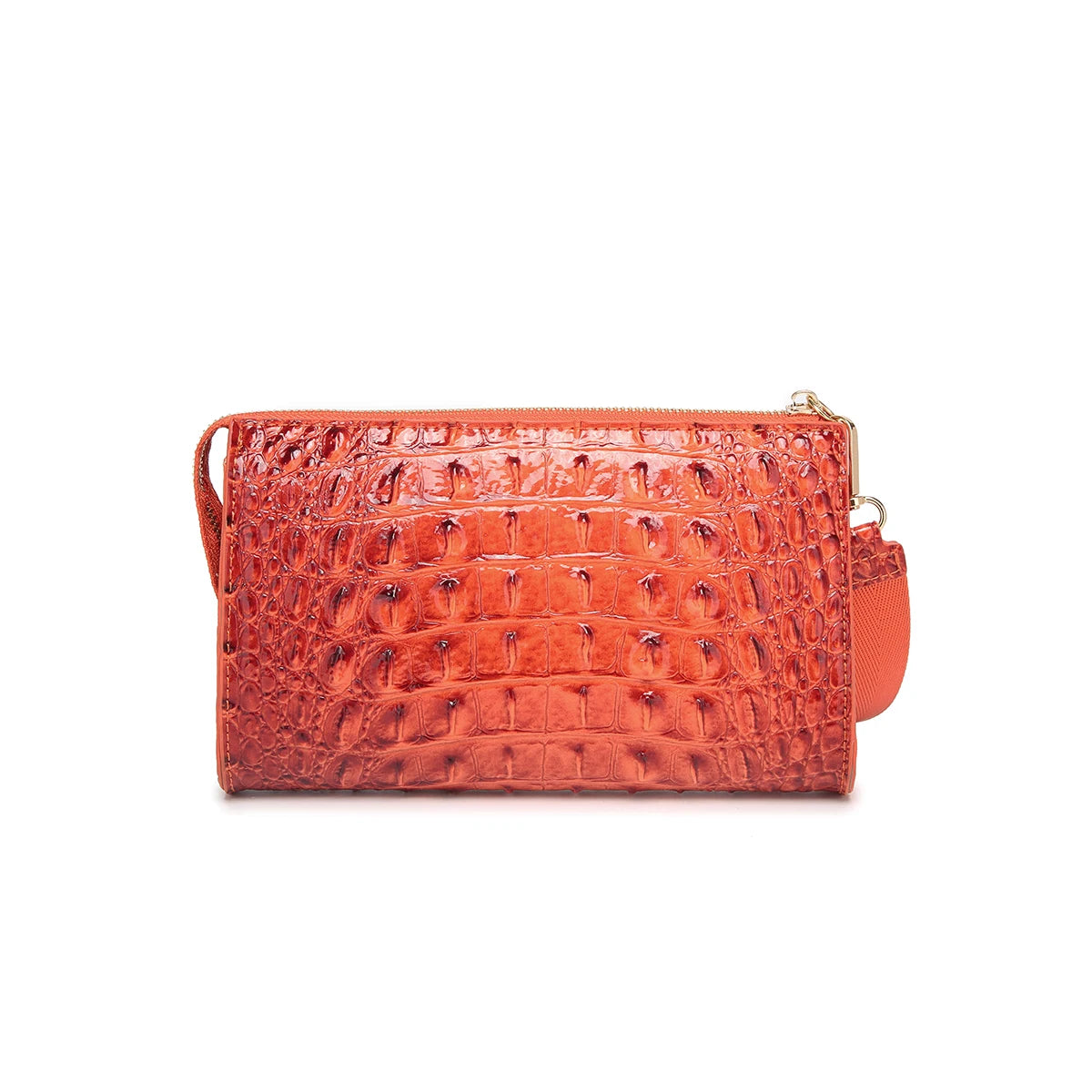 Crocodile Embossed Crossbody Wristlet — Versatile Clutch Bag with Adjustable Strap