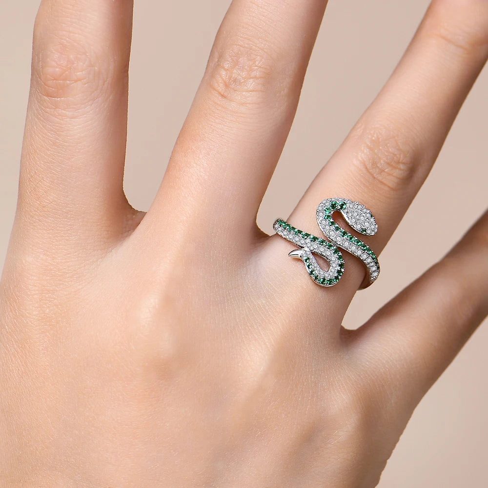 ATTAGEMS Snake Moissanite Ring — S925 Sterling Silver Luxury Jewelry
