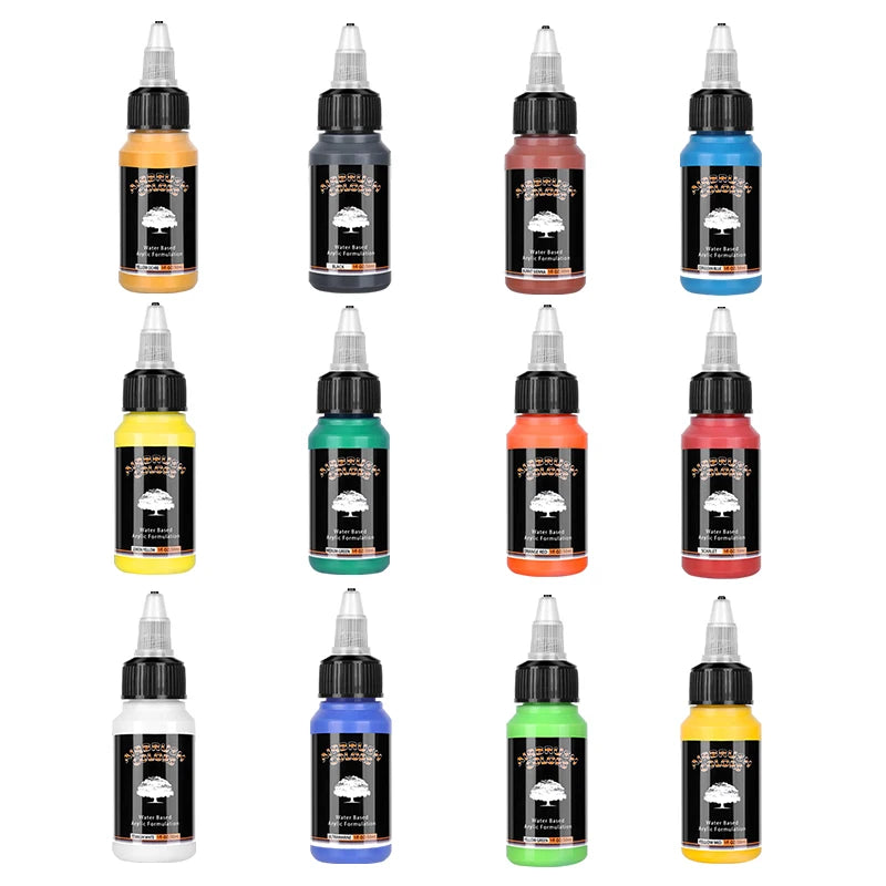 Acrylic Paint Set of 12 Colors — Water-Based Airbrush Paint for Models & Crafts