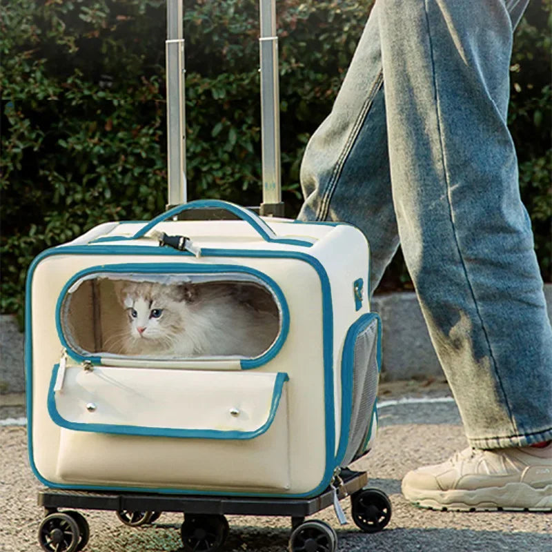 Multi-Functional Pet Carrier Trolley — Portable Backpack and Luggage Bag