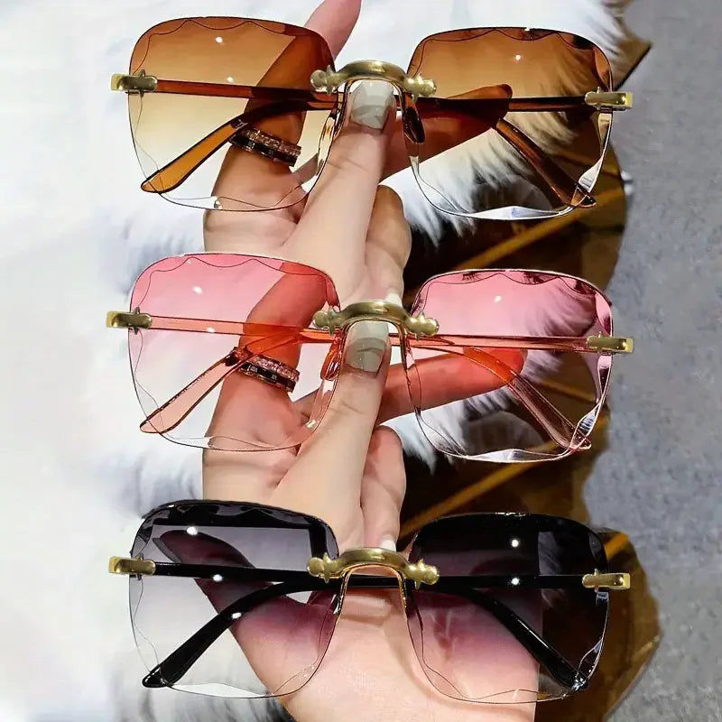 ZXWLYXGX Square Rimless Sunglasses — Luxury Fashion Eyewear Set