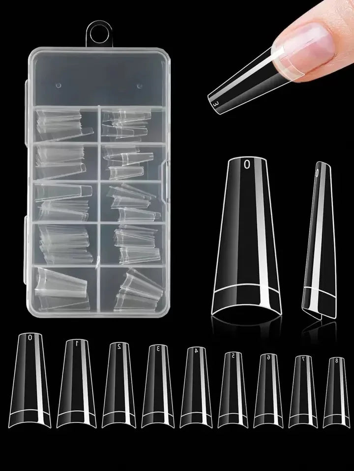 Half Cover Coffin Nail Tips — Professional French Style Acrylic Tips