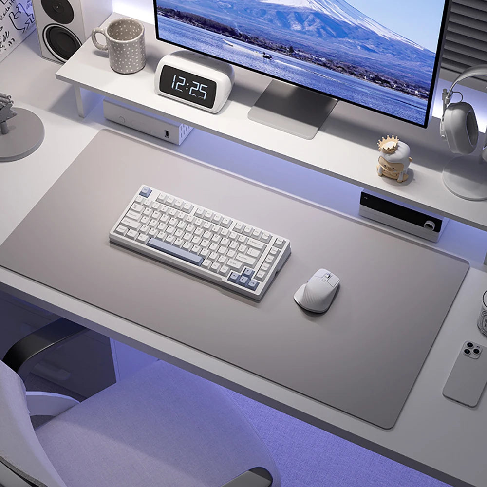 Large Brown Leather Desk Mat — Waterproof Workspace Protector