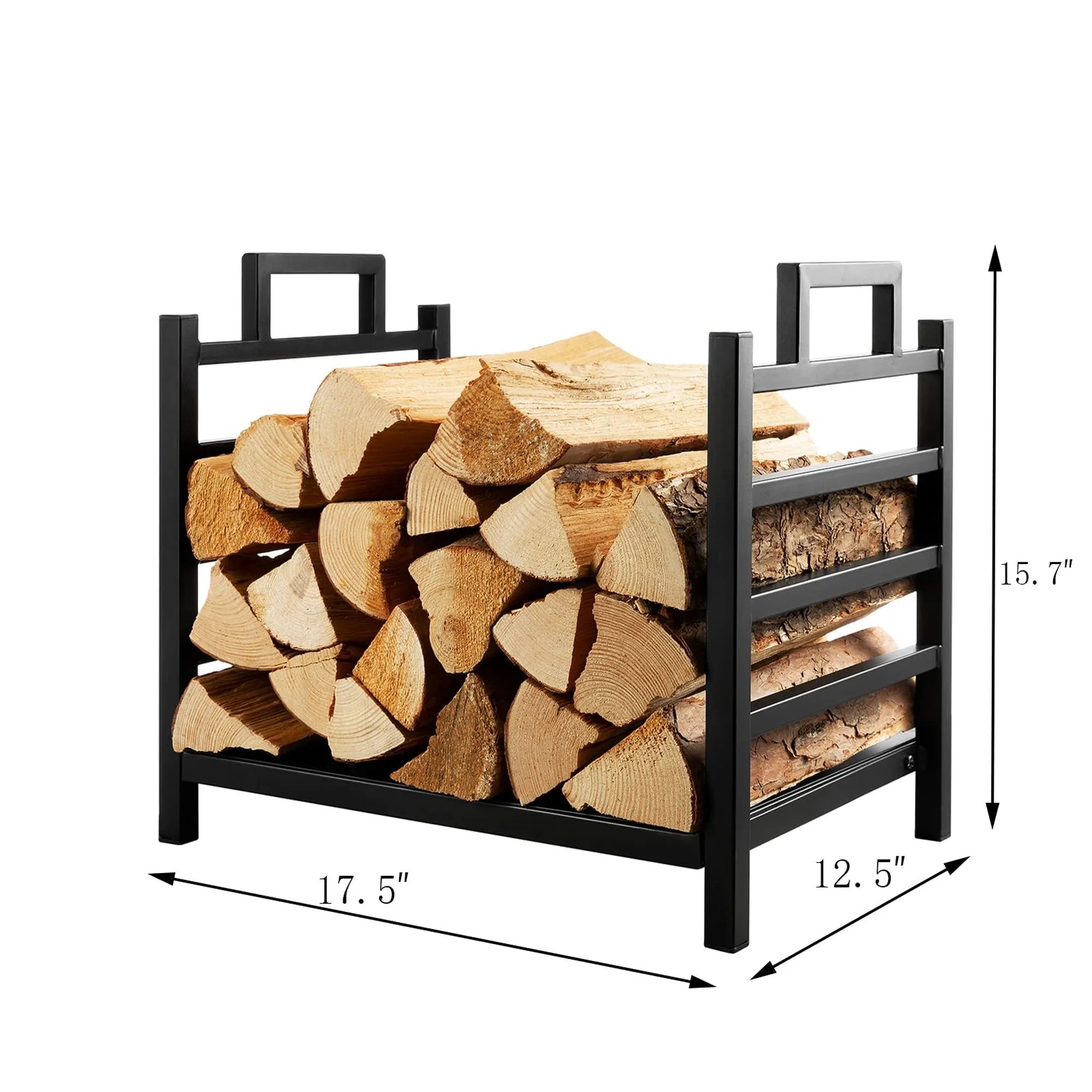 Metal Firewood Rack with Canvas Log Carrier — Indoor & Outdoor Storage