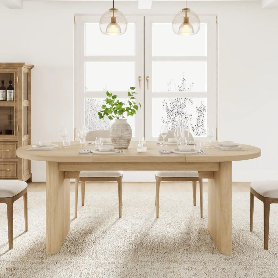 TWISTER.CK Farmhouse Oval Dining Table — Large Wooden Table for 4–8 People
