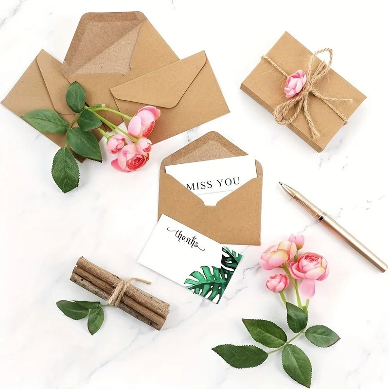 Kraft Paper Mini Envelopes — Self-Seal Small Envelopes for Gift Cards & Notes