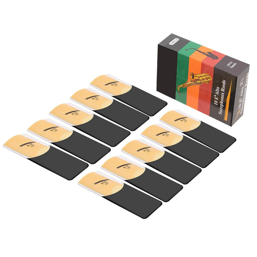 Eb Alto Saxophone Reeds — 10 Pack Professional Woodwind Reeds with Storage Box