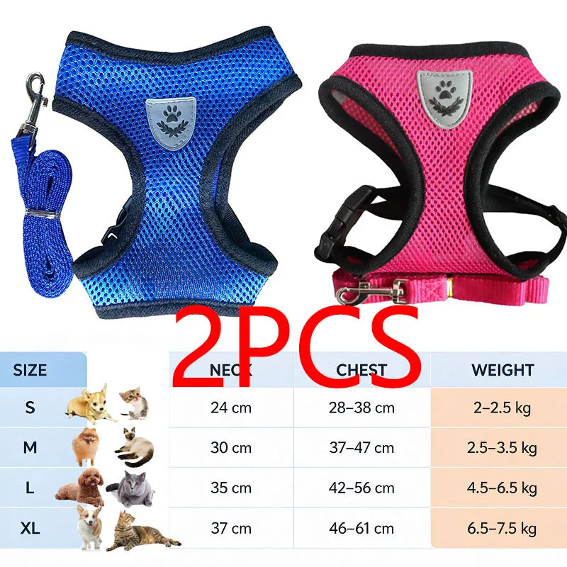 Anti-Escape Cat Harness and Leash Set — Reflective Pet Vest with Quick Release