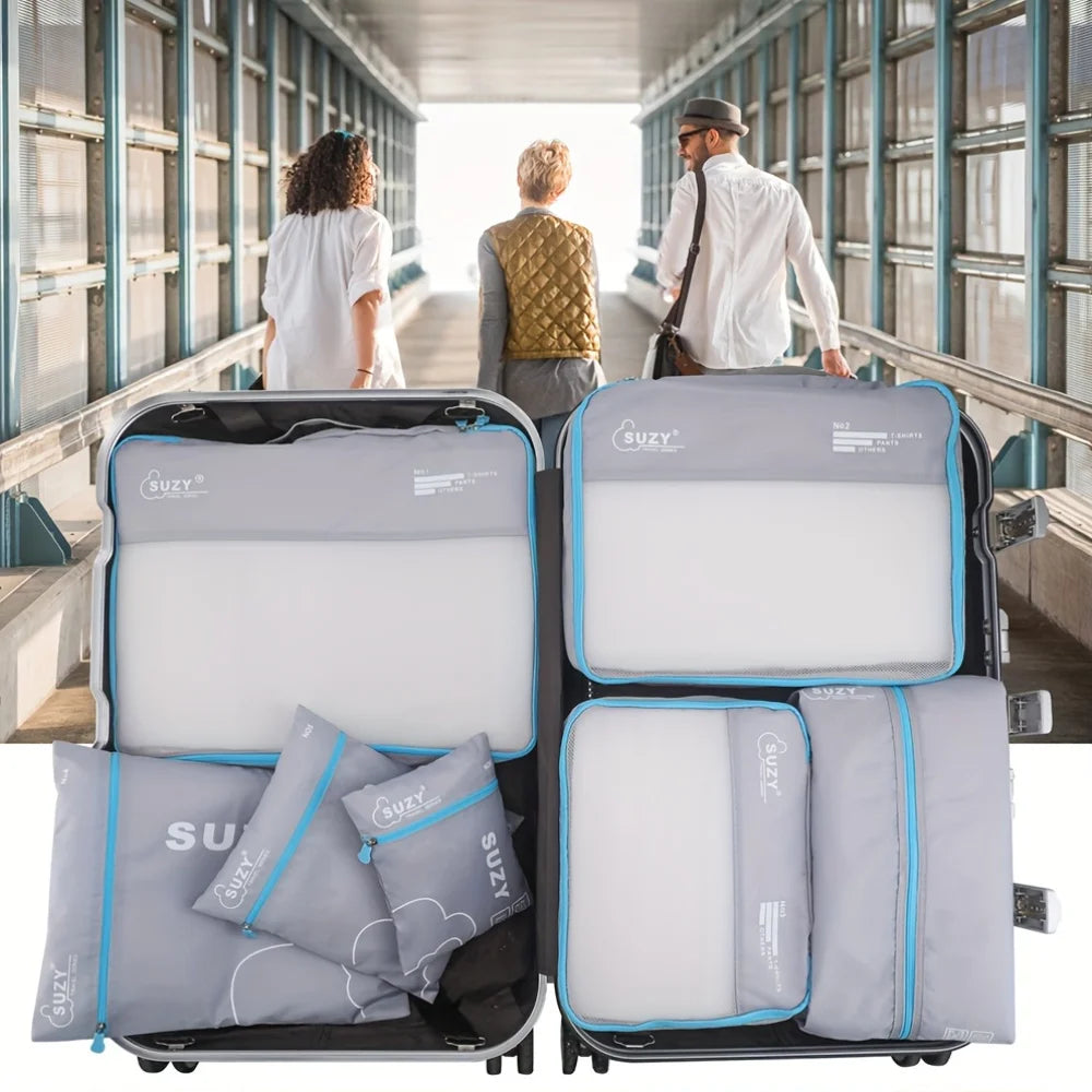 7-Piece Luggage Organizer Set — Breathable Mesh Packing Cubes for Travel