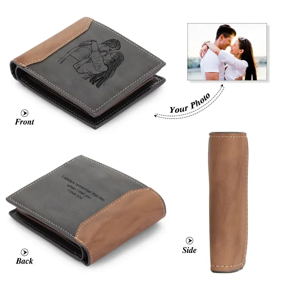 Personalized Photo Bifold Wallet — Custom Name Card Holder for Men