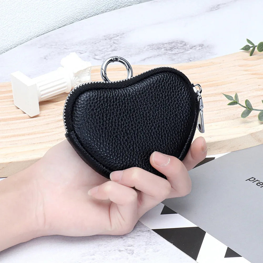 cicicuff Heart Shaped Leather Coin Purse — Small Cosmetic & Jewelry Organizer
