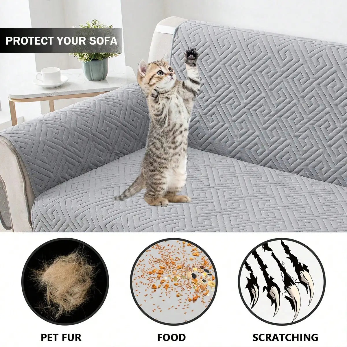 Quilted Sofa Cover — Water-Repellent & Pet-Friendly Slipcover