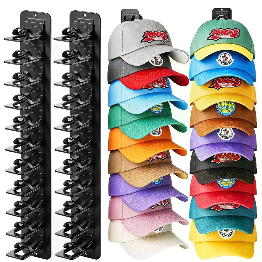 Wall-Mounted Hat Rack 2-Pack — Space-Saving Cap Organizer for Baseball Hats
