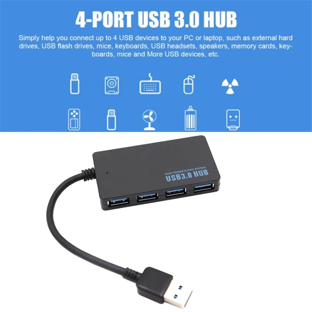ICANING USB 3.0 4-Port Hub — High Speed Data Expander for Laptop and PC