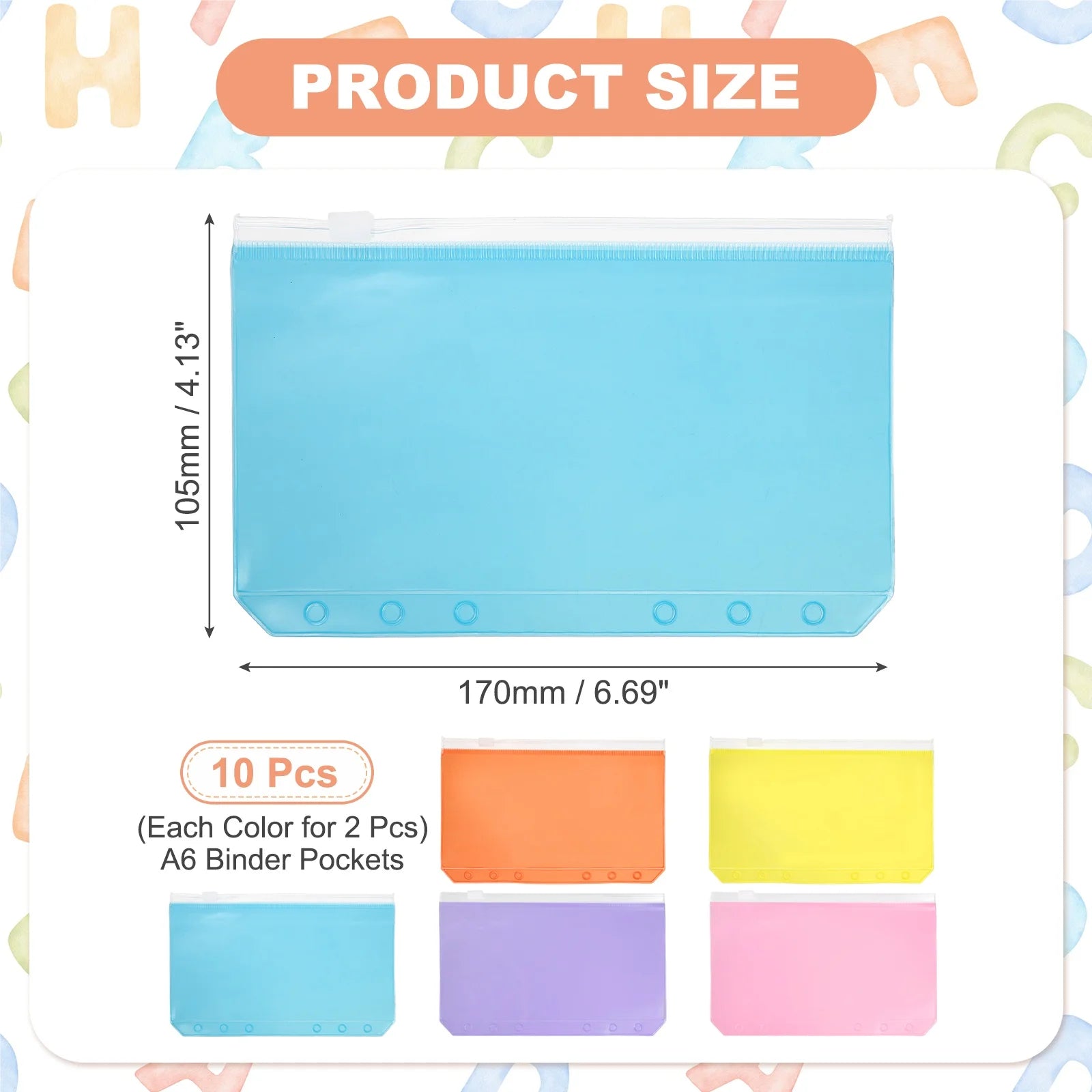 Multicolor Zipper Binder Pockets — Waterproof A5 & A6 Plastic File Folders