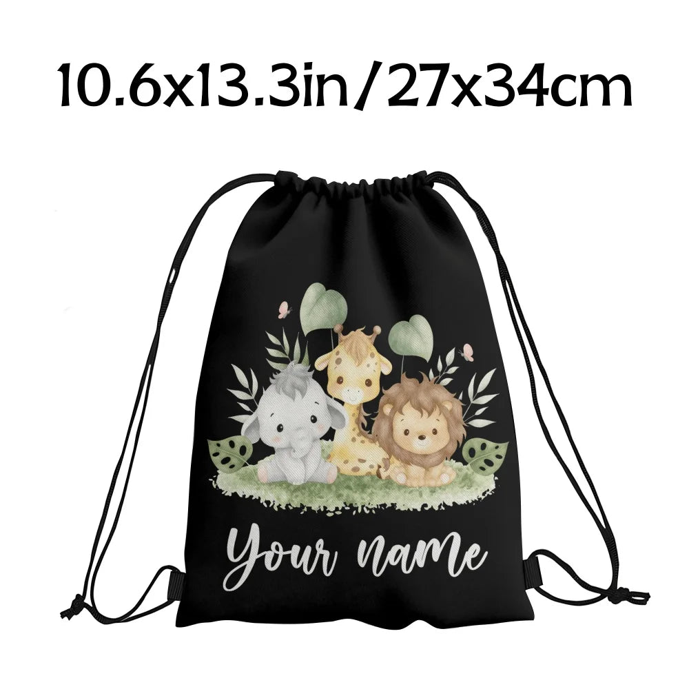 Animal Print Drawstring Bag — Versatile Lightweight Storage Pouch