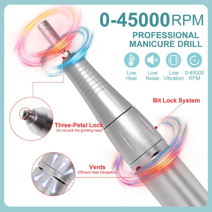 Limegirl Professional Electric Nail Drill — High Speed 45000RPM Portable Manicure Tool