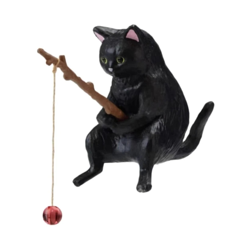 Cartoon Fishing Resin Ornament — Decorative Aquarium & Desk Accessory
