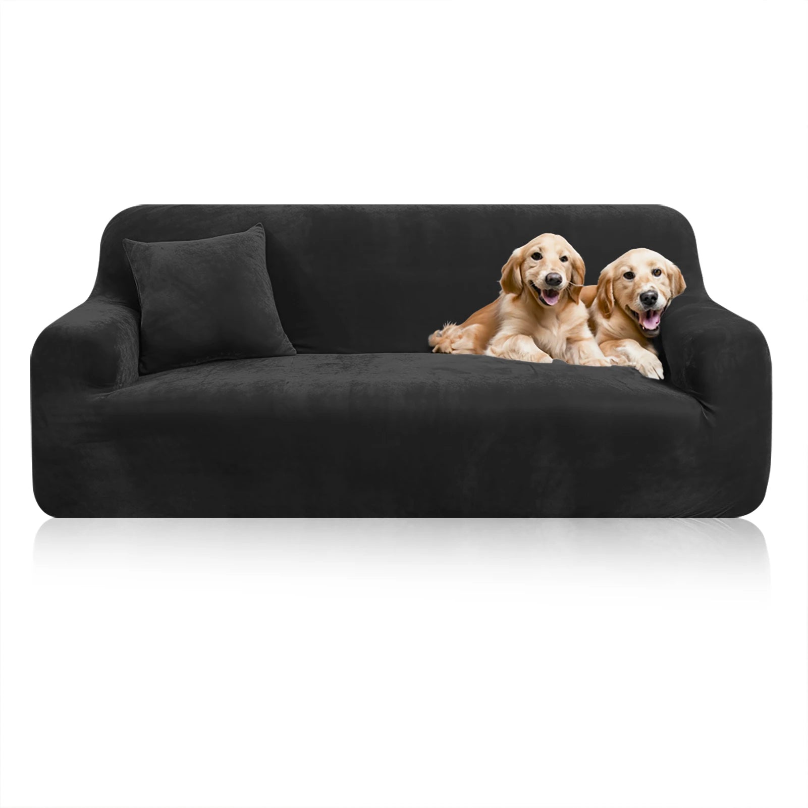 Stretch Velvet Sofa Covers — Soft Furniture Protector with Non-Slip Bottom