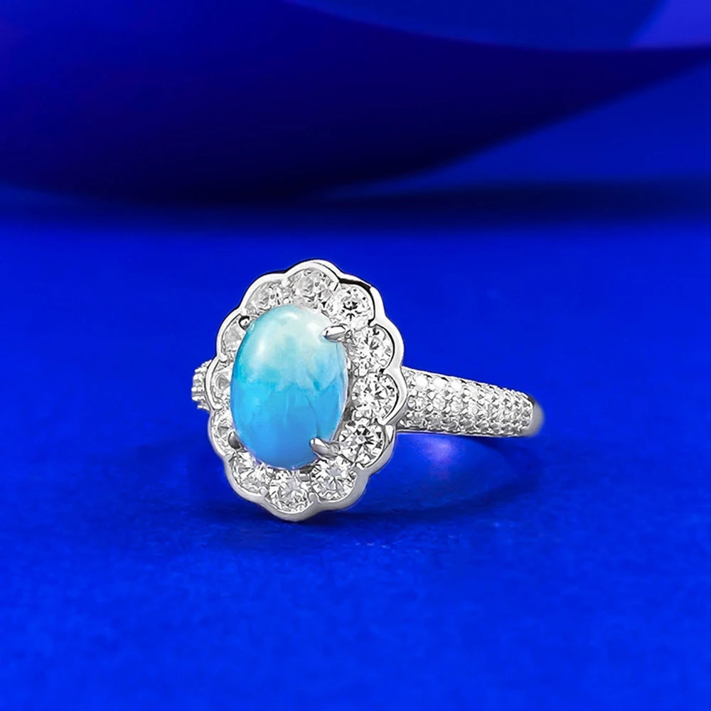 Wong Rain Larimar Gemstone Ring — Vintage 925 Sterling Silver Jewelry