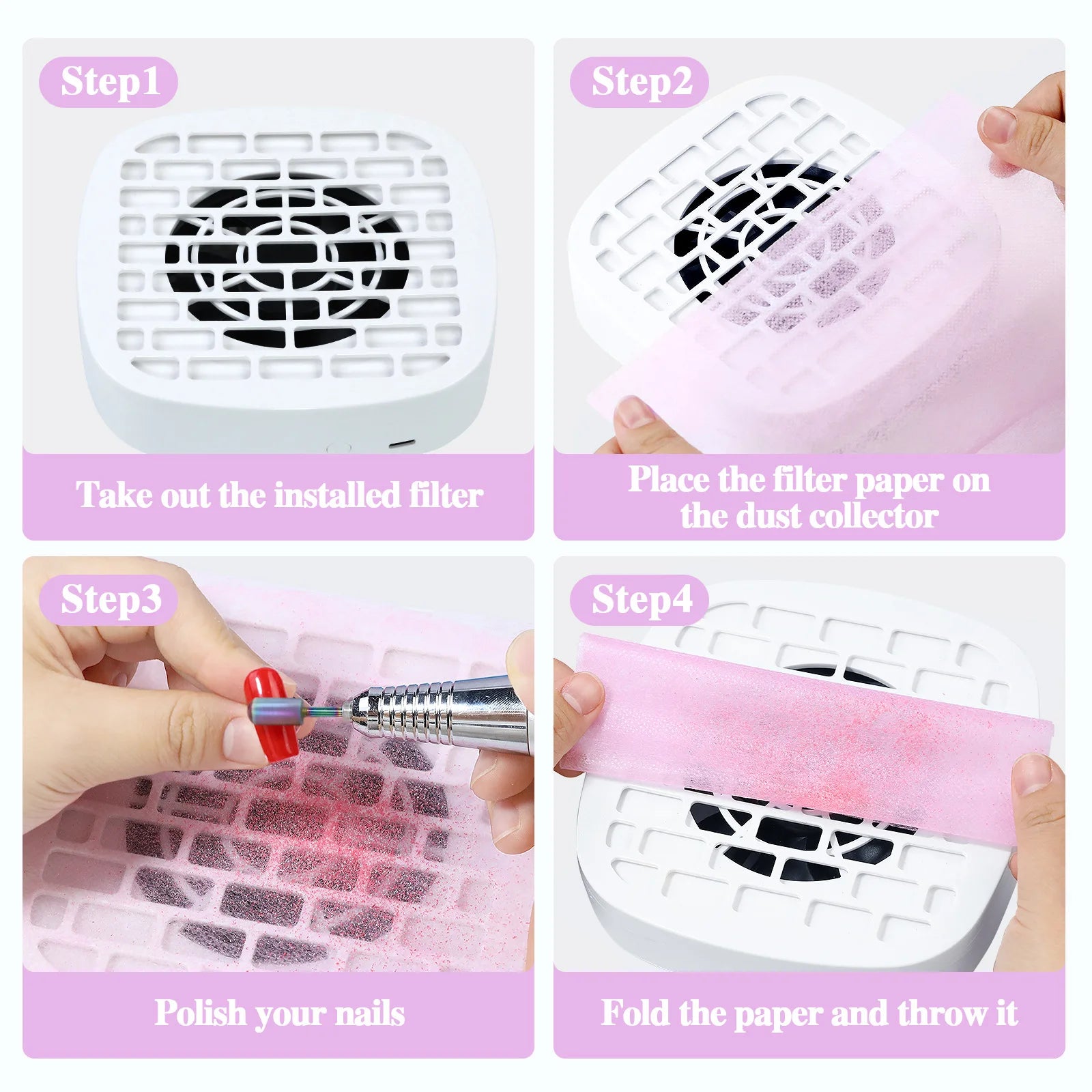 Misscheering Nail Art Dust Collector Filter Paper — Disposable Replacement Filters, 100 Count