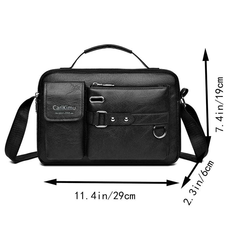 Men's Retro Messenger Bag — Waterproof Laptop Briefcase for Work & Travel