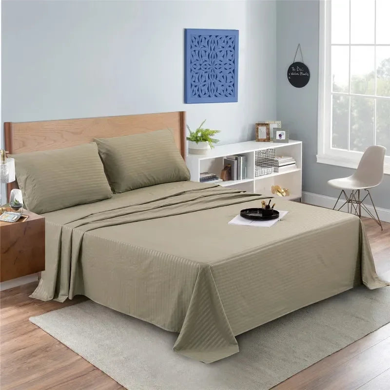 mystybloom Embossed Brushed Stripe Bedding Set — Soft Textured Sheet Collection