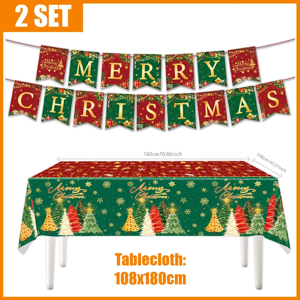 Christmas Tree Themed Tableware Kit — Festive Holiday Party Supplies