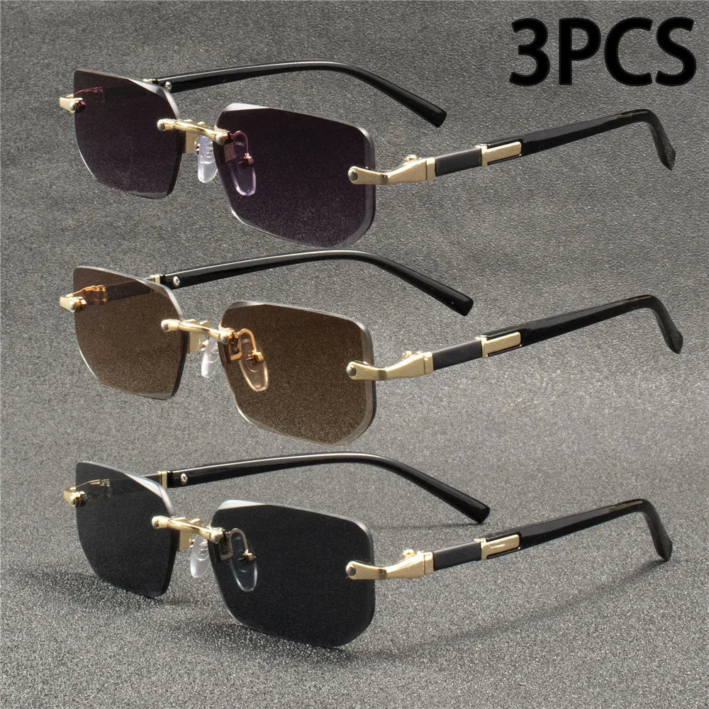 ZXWLYXGX Rimless Rectangle Sunglasses — Trendy Fashion Shades for Men and Women