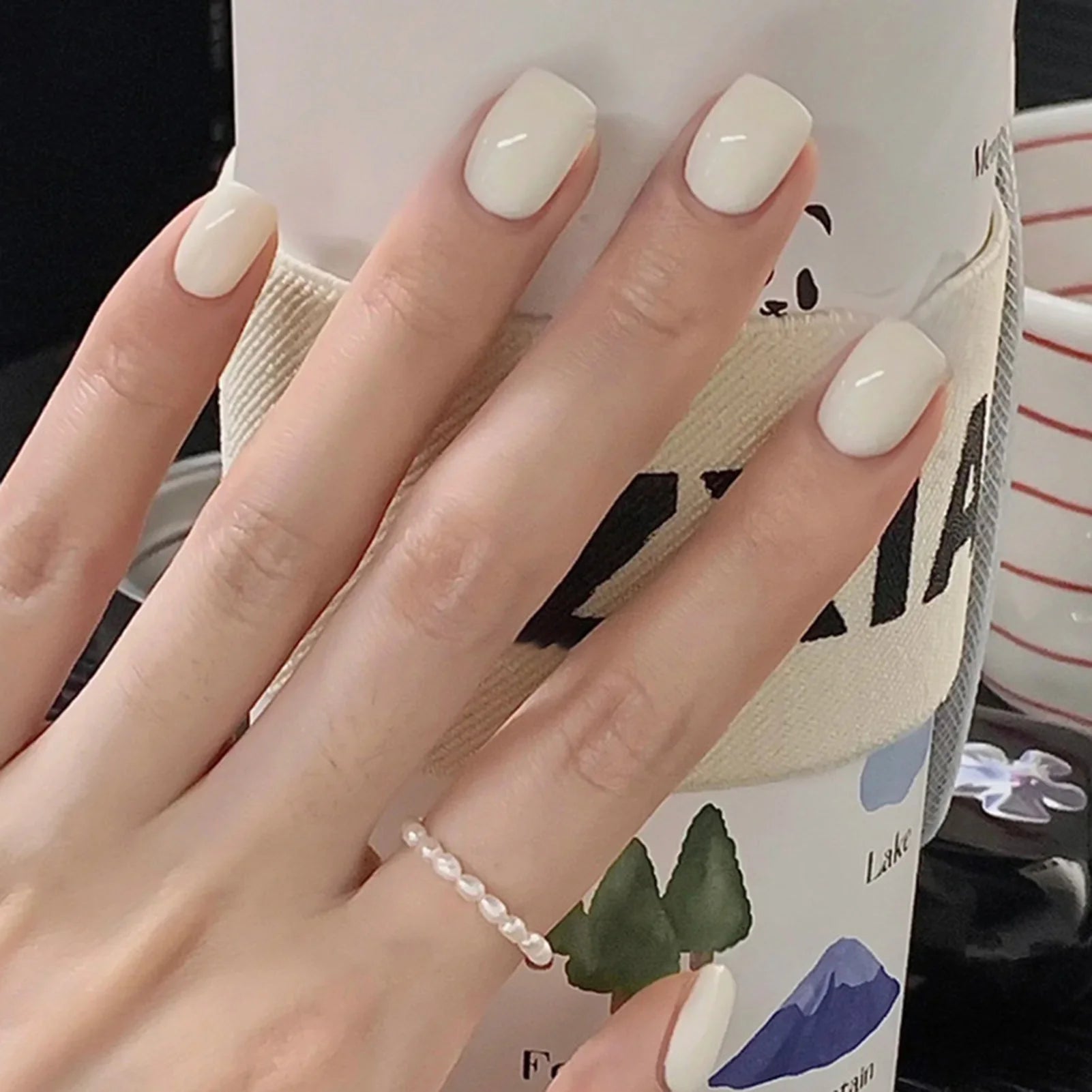YADORNOS Solid Red Press On Nails — Long Almond Full Cover Fake Nail Set