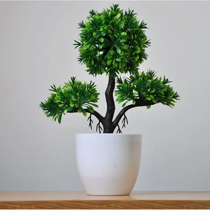 merylover Artificial Bonsai Tree — Potted Green Plant Decor for Home and Office
