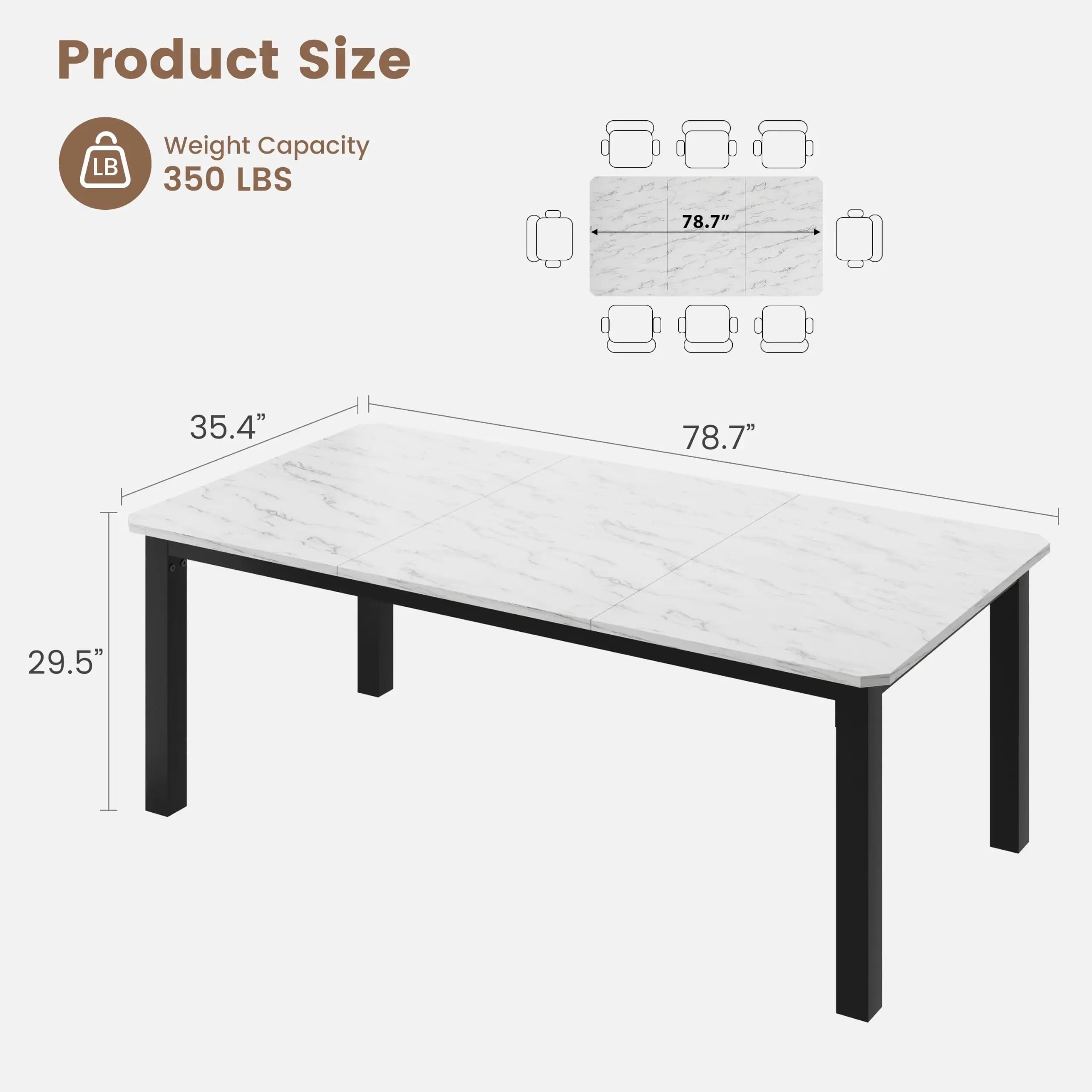 HiMISS Industrial Dining Table — Large Wood Grain Desk with Metal Frame