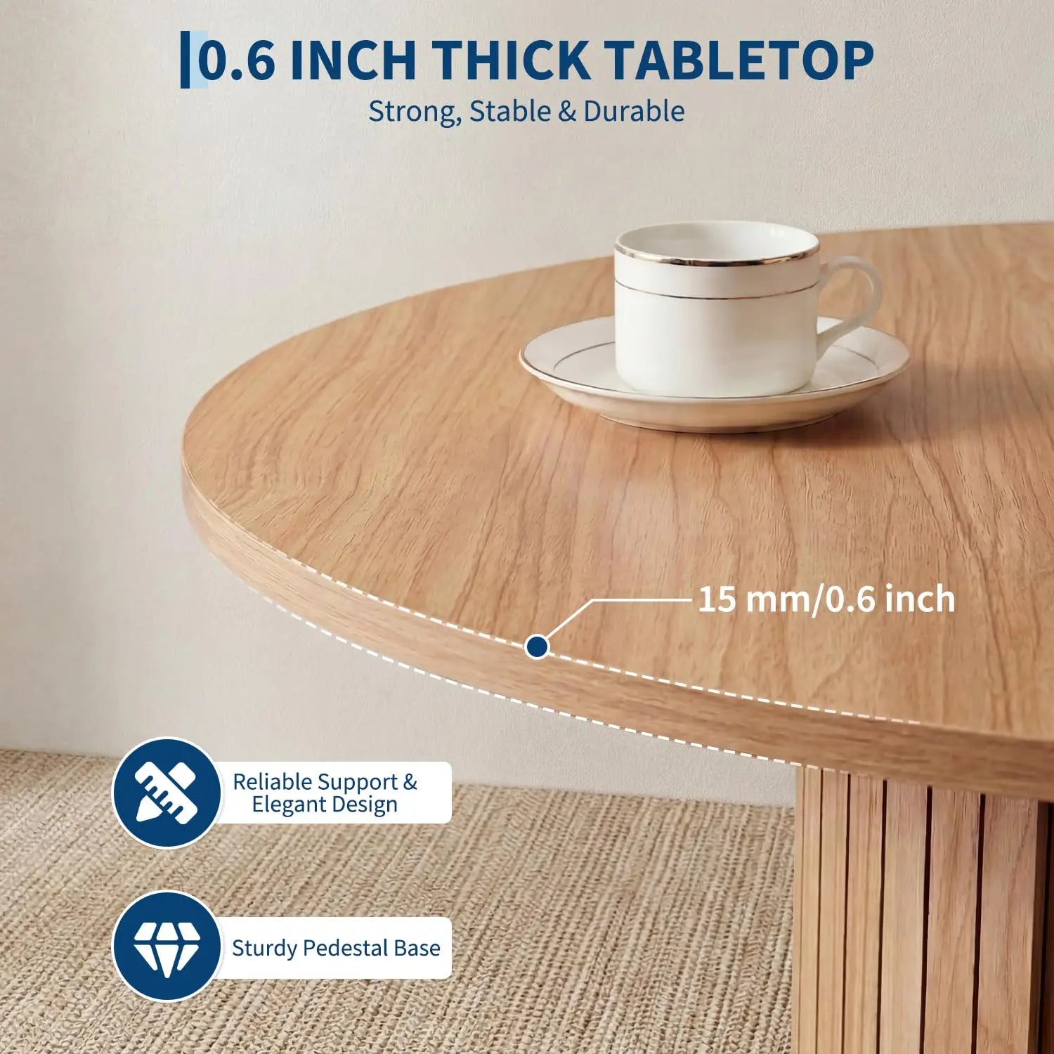 HiMISS Round Dining Table — Space-Saving Kitchen Table with Center Storage