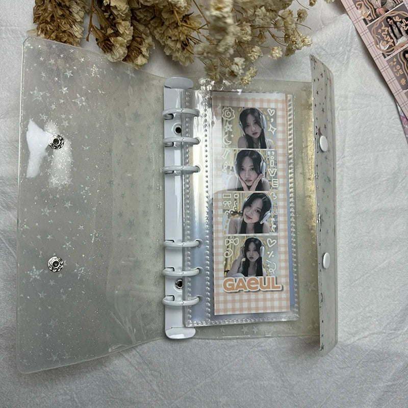 HarPaper Glitter Star Photo Album — A6 Binder for 2x6 Inch Photo Strips