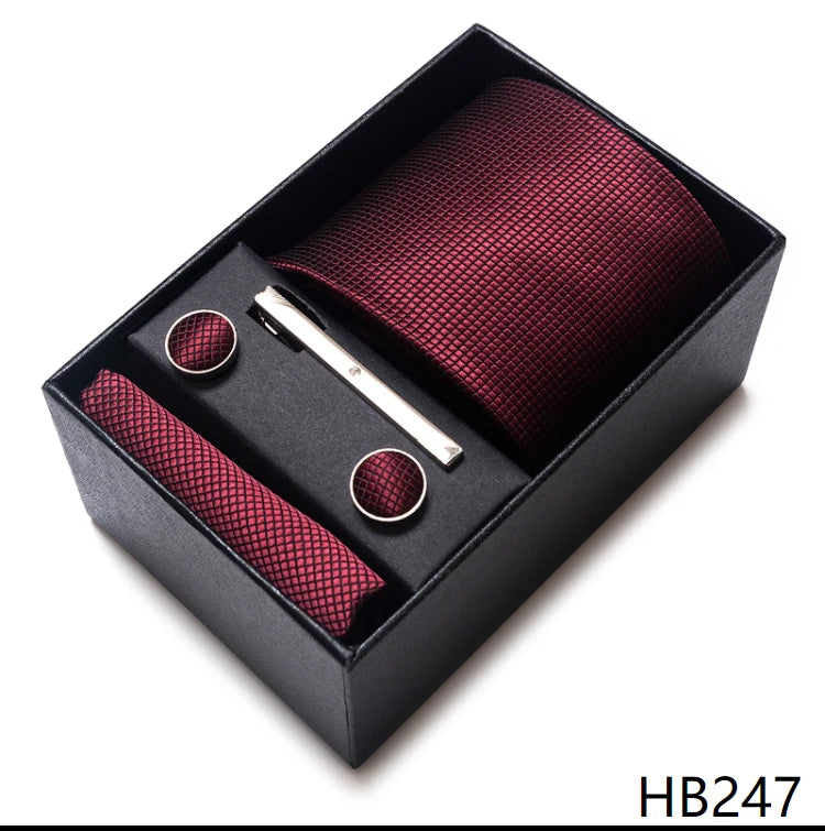 VanGise Men's Necktie Set — Business Tie, Cufflinks, and Pocket Square Kit