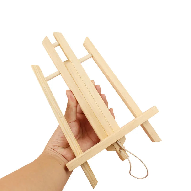 Wooden Trapezoidal Desktop Easel — Foldable Art Display Stand for Painting